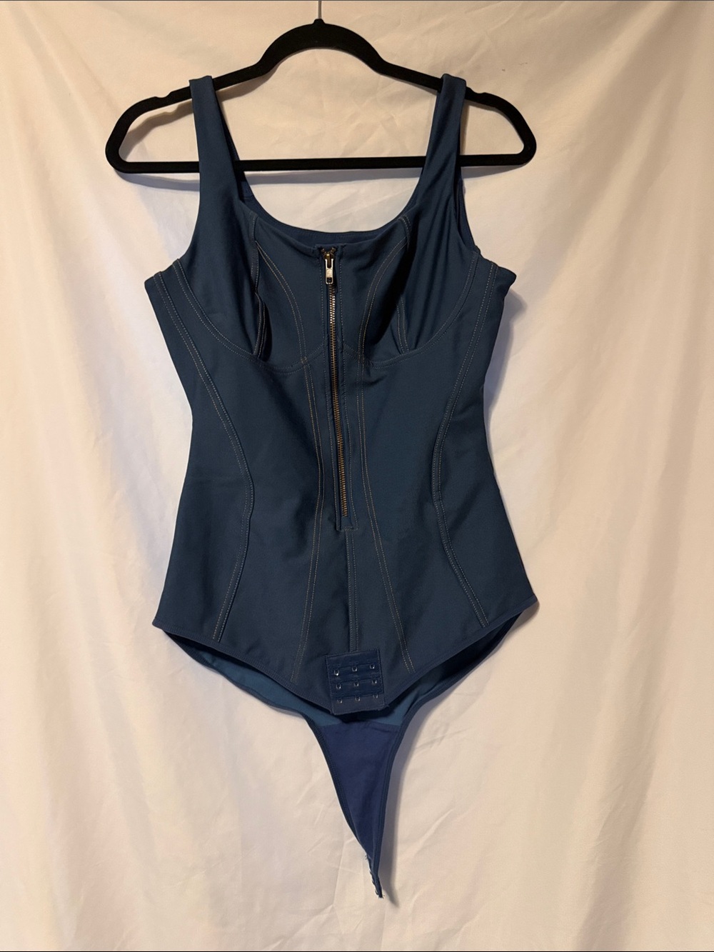 Sculpting Navy Zip-Front Women's Bodysuit